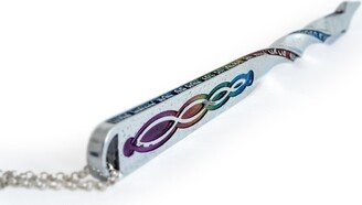 Curly Shape Large Pewter Torah Pointer Hammered Finishing & Multicolored Enamel Colors With Personalized Silver Tag