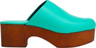 Drummed Leather Clogs Mules & Clogs Green