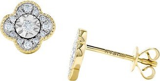Saks Fifth Avenue Made in Italy Saks Fifth Avenue Women's 14K Two Tone Gold & 0.15 TCW Diamond Clover Stud Earrings