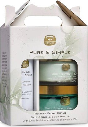 Kedma 3-Piece Facial Scrub, Body Scrub and Body Butter Pure & Simple Kit