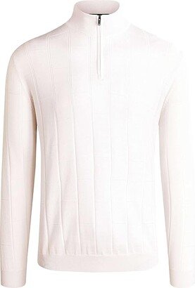 Daxton Long Sleeve Sweater 1/4 Zip Mock Neck (Chalk) Men's Clothing