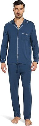 William - The Pajama Set (Indigo Blue/Ivory) Men's Pajama Sets