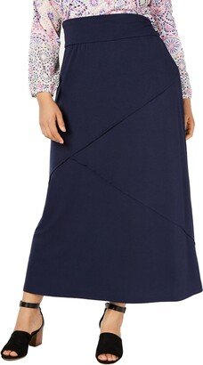 Plus Womens Surplice Solid Maxi Skirt