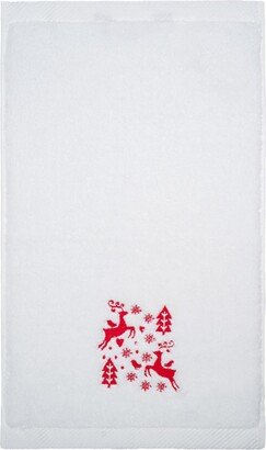 Km Home Collection Christmas Deer Embroidery Cotton Hand Towel