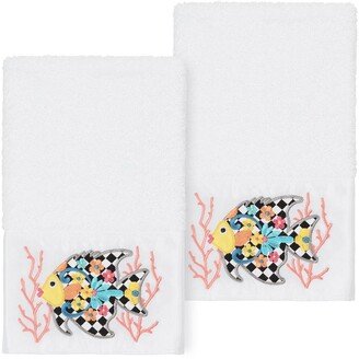 Feliz Embellished Hand Towel - Set of 2 - White