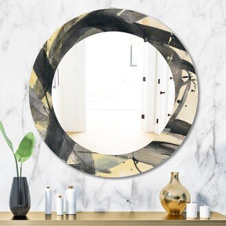 Designart 'Minimalistic Roller IV' Printed Mid-Century Oval or Round Wall Mirror - Black