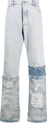 Distressed-Effect Straight-Leg Jeans-AE