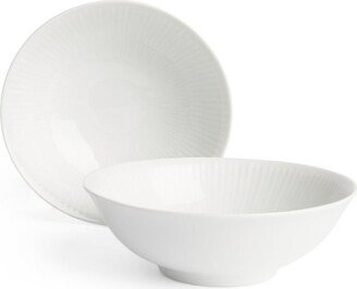 Set Of 2 White Fluted Bowls (15Cm)