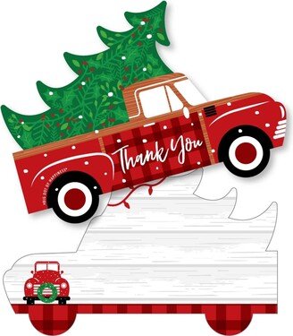 Big Dot Of Happiness Merry Little Christmas Tree Truck Shaped Thank You Cards & Envelopes 12 Ct