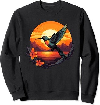 Hummingbird Accessories Clothes For Women Hummingbird Vintage Sunset Art Flowers for Women Sweatshirt