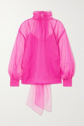 Bow-detailed Silk-organza Blouse - Pink