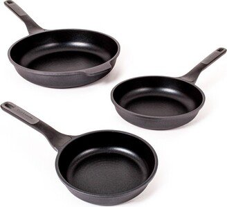 Stone Non-stick 3Pc Fry Pan Set, Ferno-Green, PFOA-Free Coating