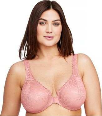 Glamorie Women WonderWire Front-Cloure Stretch Lace Underwire Bra 9245 Apricot 34F