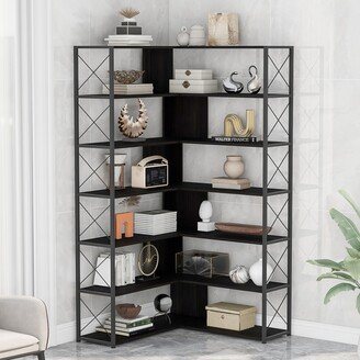 7-Tier Metal L-Shaped Corner Bookshelves