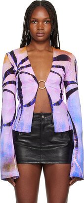 Purple Ribbed Classic Cardigan