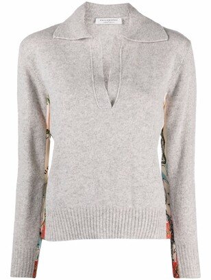 Print-Panelled Wool-Cashmere Jumper