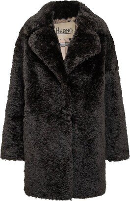 Faux-Fur Single-Breasted Long Sleeved Coat-AC