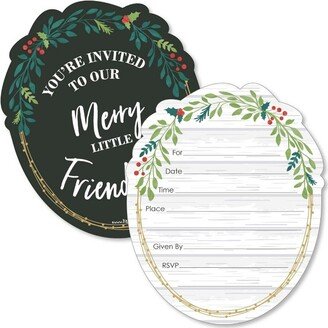 Big Dot of Happiness Rustic Merry Friendsmas - Shaped Fill-in Invitations - Friends Christmas Party Invitation Cards with Envelopes - Set of 12