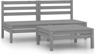 3 Piece Patio Lounge Set Solid Pinewood Gray - 25 x 25 x 24.6