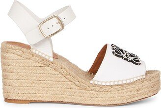 x Paula's Ibiza Anagram 95MM Canvas & Leather Wedge Espadrilles