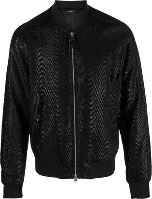 Wave jacquard bomber jacket