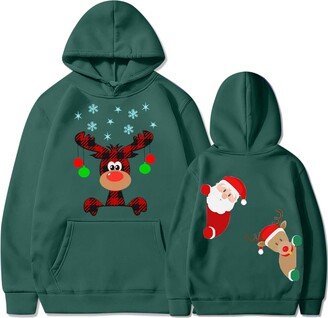 Generic Women's Christmas Hoodies Plus Size Long Sleeve Sweatshirts Cute Funny Christmas Elements Printing Oversize Pullover Blouses