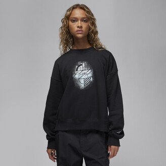 Women's Brooklyn Fleece Graphic Crew-Neck Sweatshirt in Black