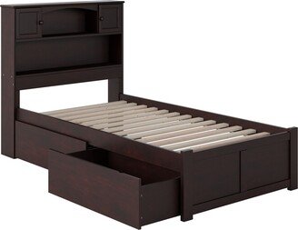 AFI Newport Twin XL Platform Bed with Footboard and 2 Drawers in Espresso