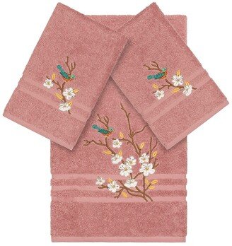 Spring 3-Piece Embellished Towel Set - Tea Rose