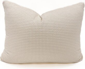 Anaya Home Ivory & Taupe 28x36 Cotton Waffle Weave Large Bed Down Alternative Pillow