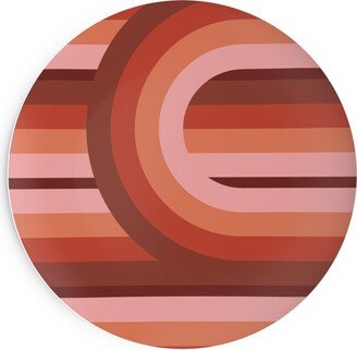 Salad Plates: Retro Road - Mauve Multi Salad Plate, Red