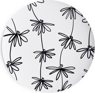 Salad Plates: Daisy Chain - Black And White Salad Plate, White