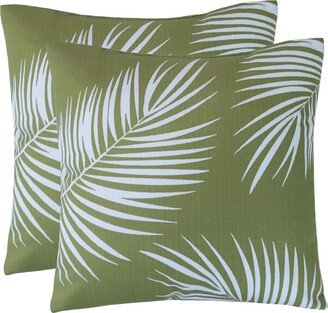 Grid Palm Print 2 Pack Decorative Pillow Set, 18 x 18 - Green, Multi