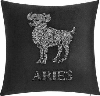 Edie@Home Velvet Beaded 'Aries' Decorative Pillow, 18 x 18