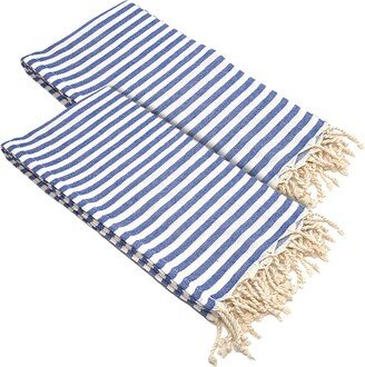 Set Of 2 Fun In The Sun Turkish Cotton Pestemal Beach Towels-AE