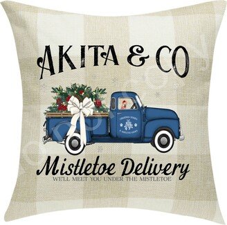 Akita | Red & Co. Mistletoe Delivery Tree Pillow Cover Buffalo Plaid 18 X ~Cover Only~