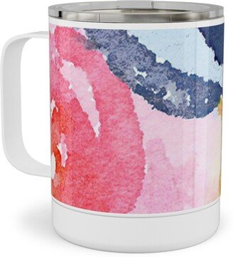 Travel Mugs: Spring Dreams - Watercolor Floral - Multi Stainless Steel Mug, 10Oz, Multicolor