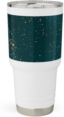 Travel Mugs: Stardust - Green Travel Tumbler, 30Oz, Green