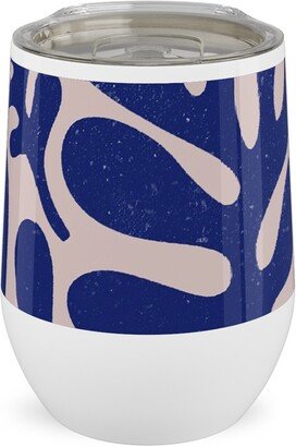 Travel Mugs: Organic Leaves - Blue Stainless Steel Travel Tumbler, 12Oz, Blue