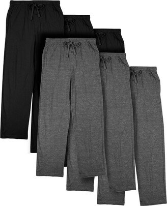 Men's 6pk Graphite Heather & Black Sleep Pajama Pants -Large