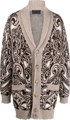 Paisley-Print Knitted Cardigan