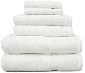 White Herringbone 6-Piece Towel Set