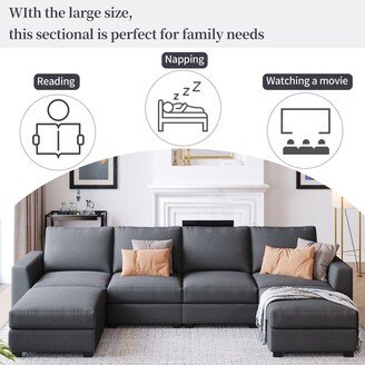 GREATPLANINC Versatile Convertible Modular Sofa Bed 3 Pieces U-shape Chaise Couch for Living Room Sofa Set with Removable Ottomans