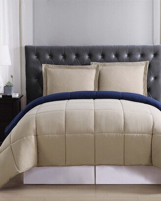 Everyday Khaki And Navy Reversible Comforter Set