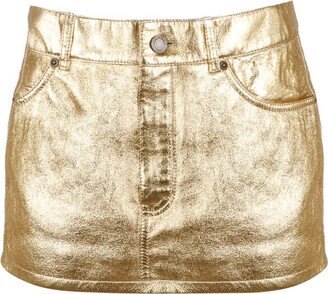 Laminated Leather Mini Skirt