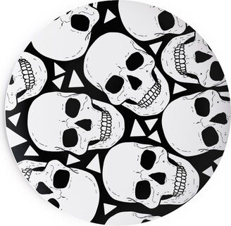 Salad Plates: Skulls With Triangles - Black And White Salad Plate, White