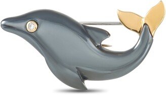 Dominique Arpels 18K Yellow Gold Hematite Diamond Dolphin Brooch