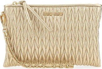 Logo Plaque Zipped Clutch Bag-AE