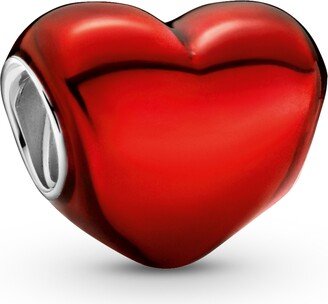 Sterling Silver Metallic Red Heart Charm