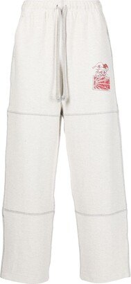 Motif-Embroidered Cotton Track Pants